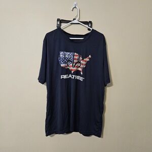 NEW Men's XL Realtree Graphic (American Flag, antlers) T-Shirt Blue 100% POLYEST